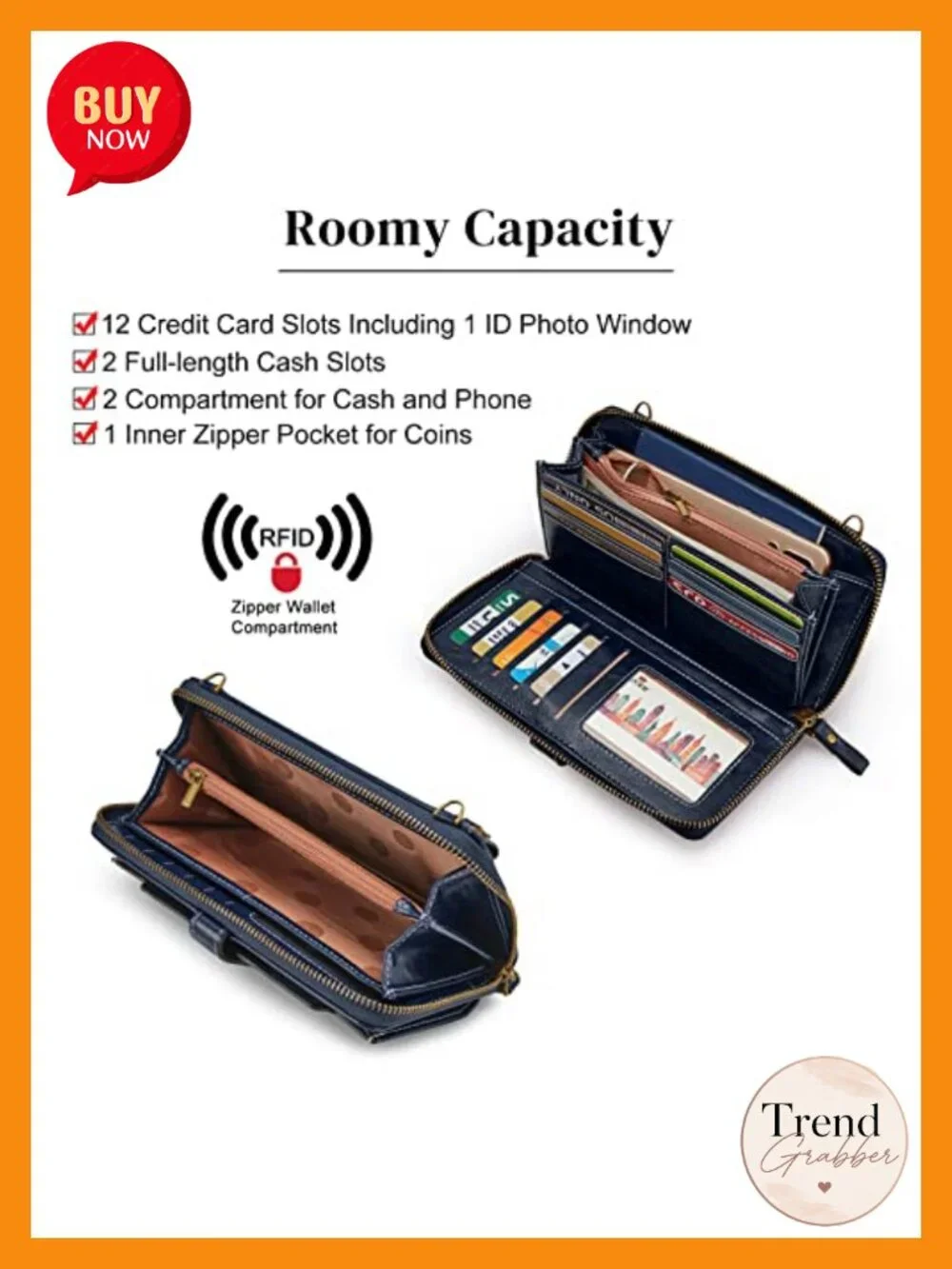 Vegan Leather Crossbody Bag RFID Blocking Cell Phone Purse with 2 Straps